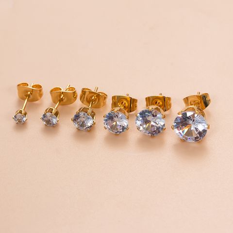 1 Piece Ear Cartilage Rings & Studs Simple Style Classic Style Geometric Round 316 Stainless Steel  Plating Inlay Zircon