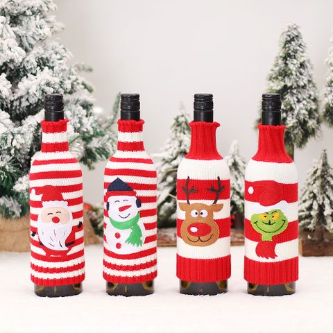 Christmas Cute Santa Claus Snowman Knit Daily Festival Bottle Cover