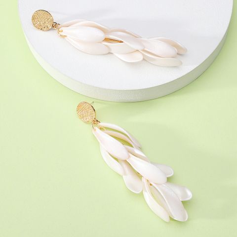 1 Pair Elegant Flower Tassel Plating Zinc Alloy Dangling Earrings