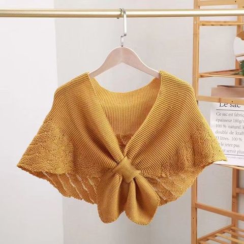 Women's Elegant Solid Color Knit Hollow Out Shawl