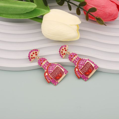 1 Pair Elegant Lady Geometric Plating Inlay Alloy Zircon Drop Earrings
