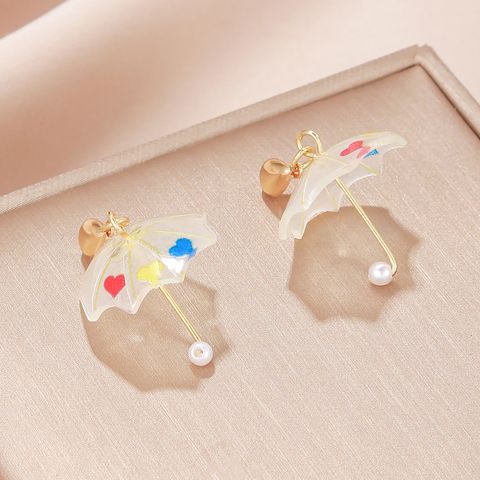1 Pair Sweet Umbrella Stamping Arylic Drop Earrings