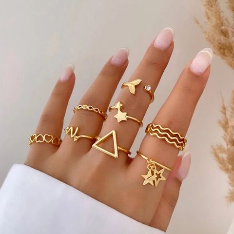 Simple Style Triangle Star Alloy Inlay Zircon Women's Rings