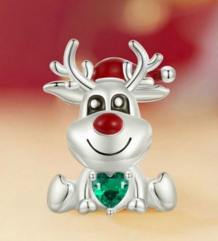 Cute Elk Sterling Silver Enamel Christmas Jewelry Accessories