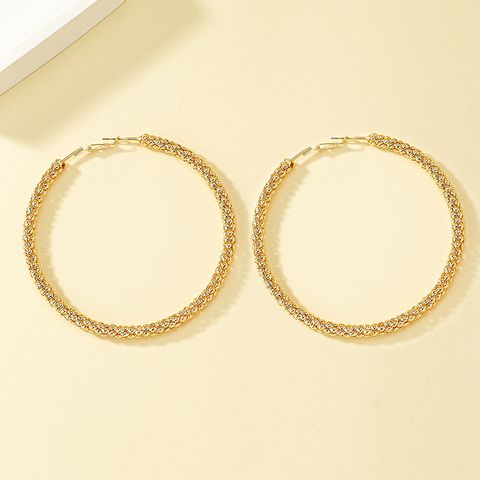 1 Pair Elegant Lady Round Plating Alloy Ferroalloy 14k Gold Plated Hoop Earrings