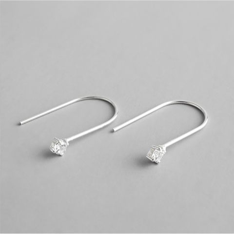1 Pair Elegant Simple Style Solid Color Plating Sterling Silver Ear Hook