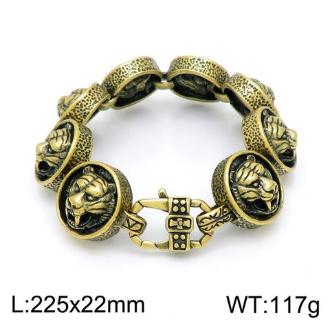 Punk Streetwear Animal Titanium Steel 18K Gold Plated Men's Bracelets