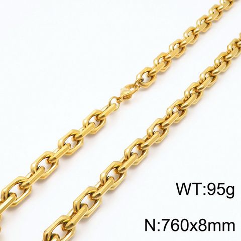 Punk Geometric Solid Color Titanium Steel Plating 18K Gold Plated Men's Bracelets