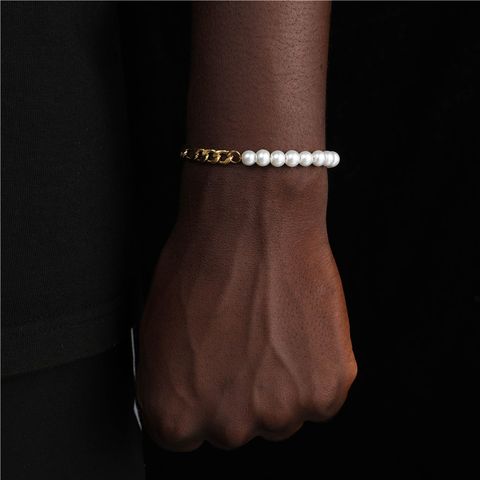 Vintage-stil Einfacher Stil Runden Rostfreier Stahl Künstliche Perle Unisex Armbänder