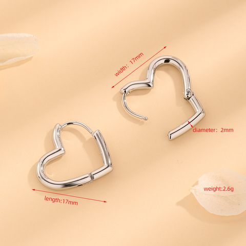 1 Pair Casual Simple Style Heart Shape Plating Stainless Steel 18k Gold Plated Earrings