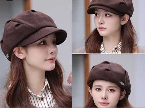 Women's Elegant Basic Solid Color Wide Eaves Beret Hat