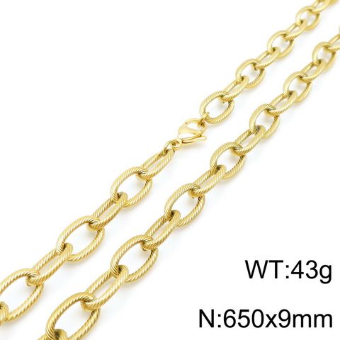 Titanium Steel 18K Gold Plated Hip-Hop Retro Chain Solid Color Necklace