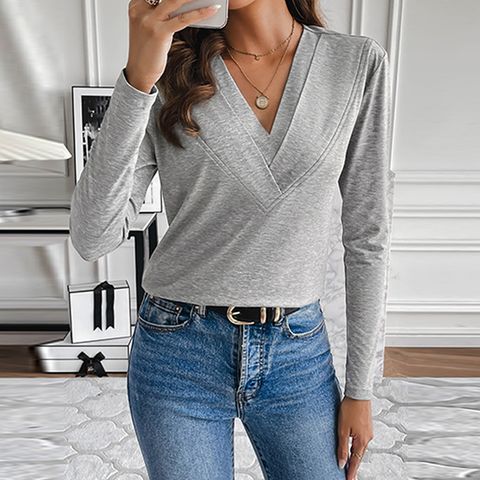 Women's T-shirt Long Sleeve T-Shirts Casual Elegant Simple Style Solid Color