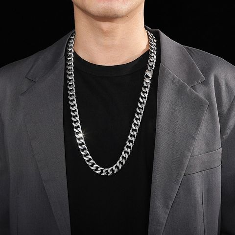 Simple Style Solid Color Stainless Steel Men's Necklace