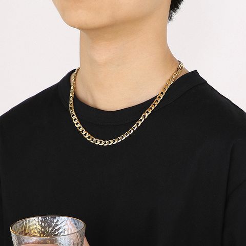 Simple Style Solid Color Titanium Steel Chain 18K Gold Plated Women's Bracelets Necklace