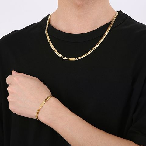 Stainless Steel 18K Gold Plated Simple Style Geometric Bracelets Necklace