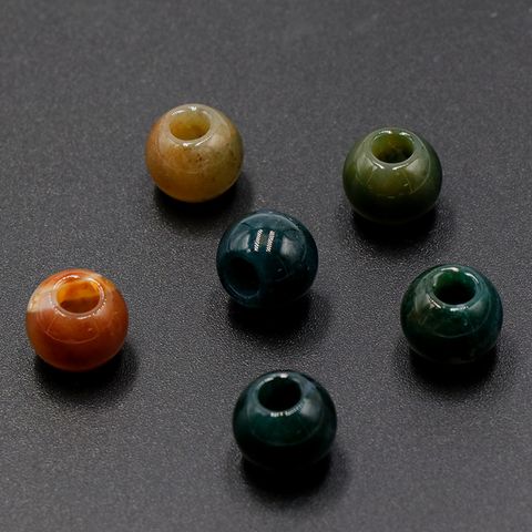 Large Hole Aventurine Jade Agate 12mm Beads Diy Hairpin Bracelets Pendant Jewelry Accessories