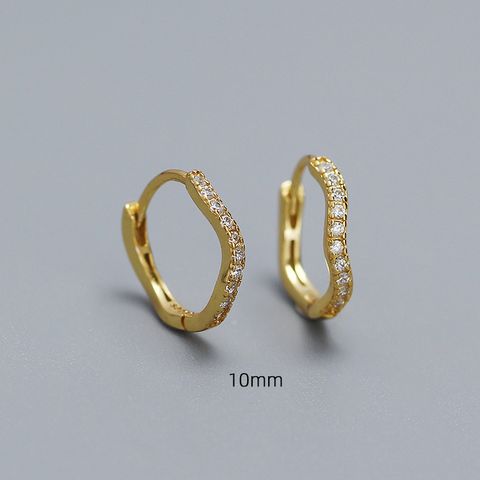 1 Pair Basic Modern Style Waves Plating Inlay Sterling Silver Zircon Earrings