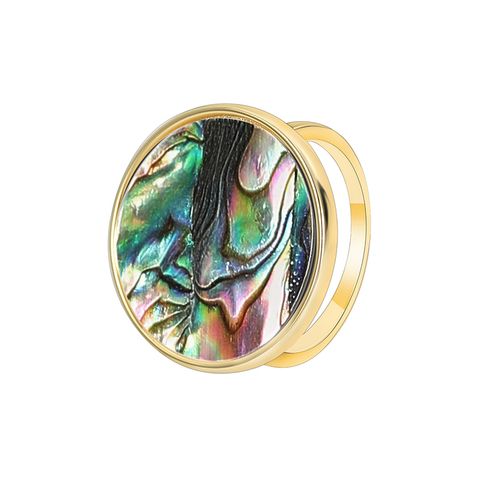Glam Lady Punk Geometric Copper Plating Inlay Shell 18k Gold Plated White Gold Plated Rings