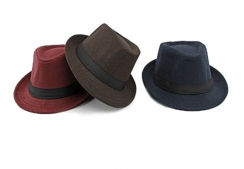 Men's Basic Simple Style Solid Color Wide Eaves Fedora Hat