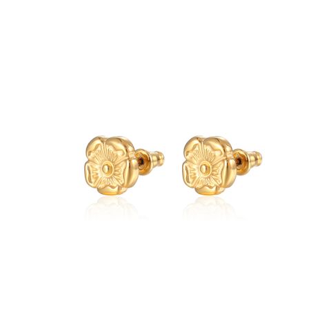 1 Pair Hip-Hop Flower Plating 304 Stainless Steel 18K Gold Plated Ear Studs
