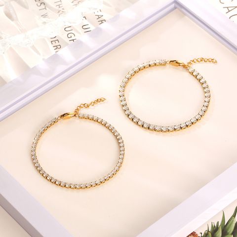 Casual Modern Style Solid Color 304 Stainless Steel 18K Gold Plated Zircon Bracelets In Bulk
