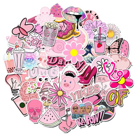 100 Pieces Of Vsco Style Pink Girl  Non-infringement Luggage Stickers Waterproof Graffiti Luggage Stickers