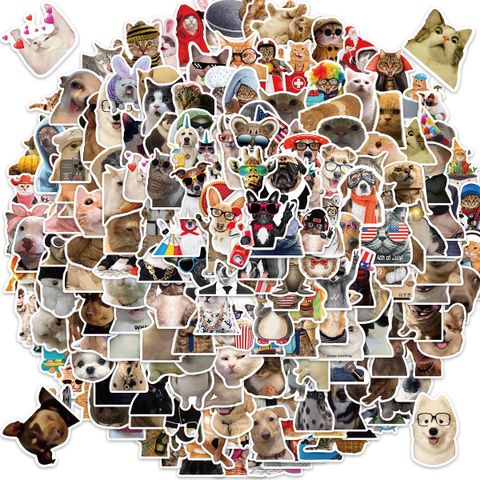 200 Sheets Cartoon Cats And Dogs Mixed Facial Expression Bag Graffiti Stickers Luggage Guitar
