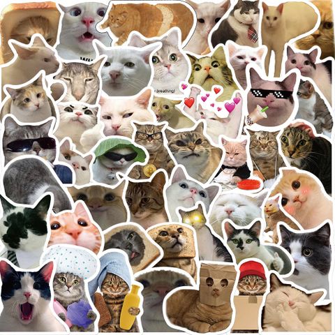 50 Online Red Cat Facial Expression Bag Graffiti Stickers Decorative Luggage Pen Guitar Notebook Waterproof Hot Wholesale