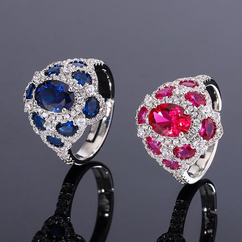 Vintage-stil Farbblock Künstlicher Kristall Irregulär Frau Offener Ring