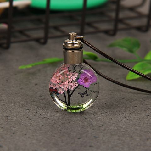 Vintage Style Flower Glass Unisex Pendant Necklace