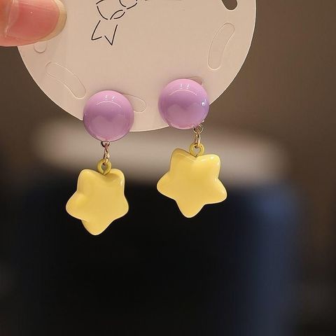 1 Pair Cute Sweet Star Plating Plastic Drop Earrings