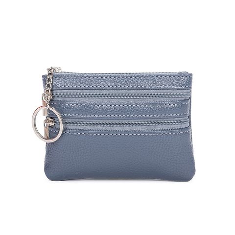 Women's Solid Color Pu Leather Zipper Coin Purses