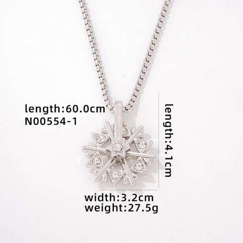 Wholesale Simple Style Snowflake Stainless Steel Alloy Titanium Steel Plating Inlay Zircon Necklace Pendant