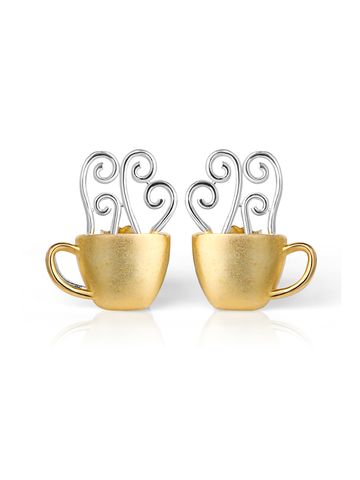 1 Pair Vintage Style Pastoral Coffee Cup Plating Sterling Silver Ear Studs