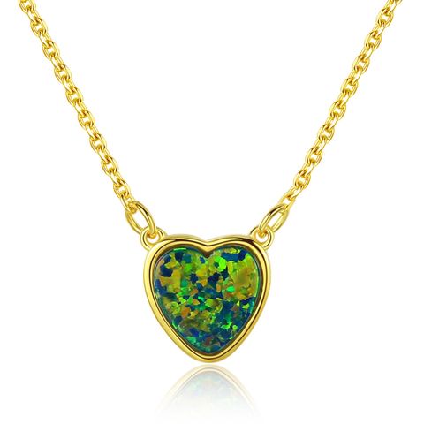 Elegant Heart Shape Solid Color Sterling Silver Plating Pendant Necklace