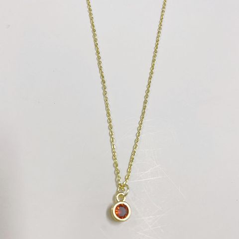 Cute Simple Style Color Block Copper Plating Chain Inlay Zircon 14k Gold Plated Pendant Necklace