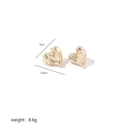 1 Pair Simple Style Heart Shape Plating Copper 18k Gold Plated White Gold Plated Ear Studs