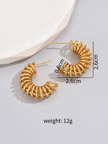 1 Pair Simple Style Classic Style Solid Color Plating Titanium Steel 18k Gold Plated Gold Plated Hoop Earrings