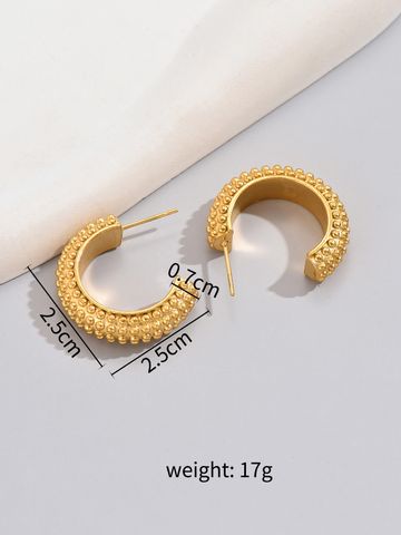 1 Pair Simple Style Classic Style Solid Color Plating Titanium Steel Titanium Steel 18k Gold Plated Gold Plated Hoop Earrings