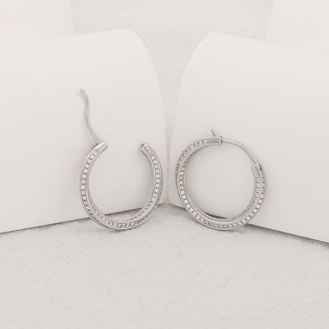 1 Pair Simple Style Geometric Solid Color Plating Sterling Silver Hoop Earrings