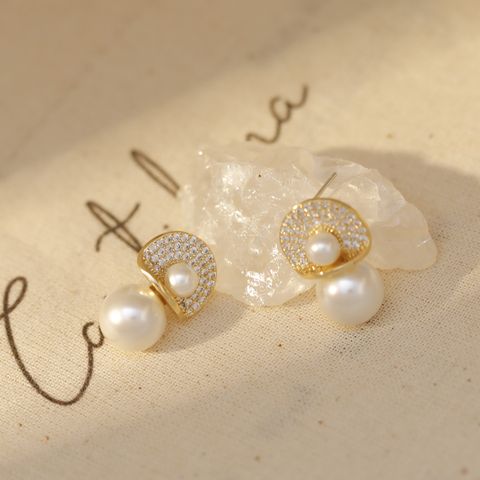 Wholesale Jewelry Vintage Style Color Block Imitation Pearl Drop Earrings