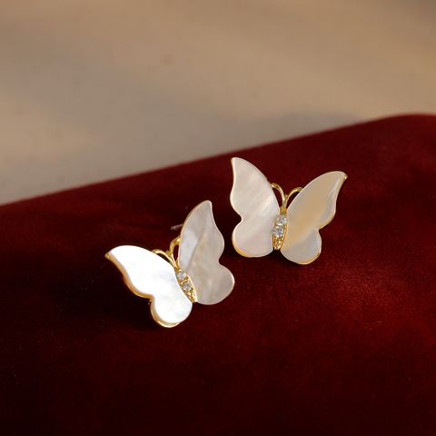 Wholesale Jewelry Vintage Style Butterfly Shell Plating Ear Studs