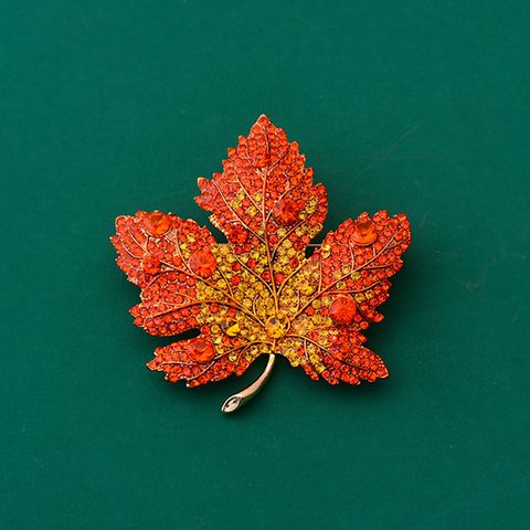 Vintage Style Leaf Alloy Plating Inlay Rhinestones Women's Brooches