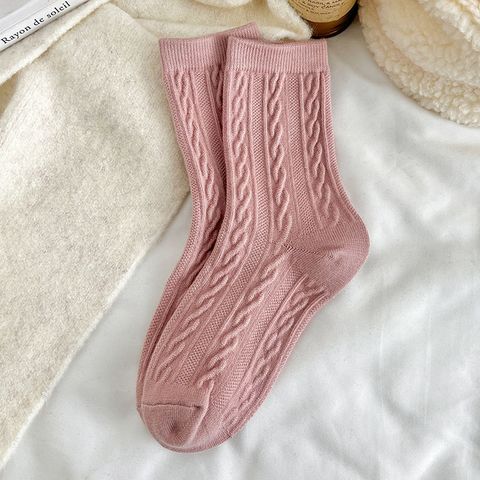 Women's Simple Style Solid Color Wool Crew Socks A Pair