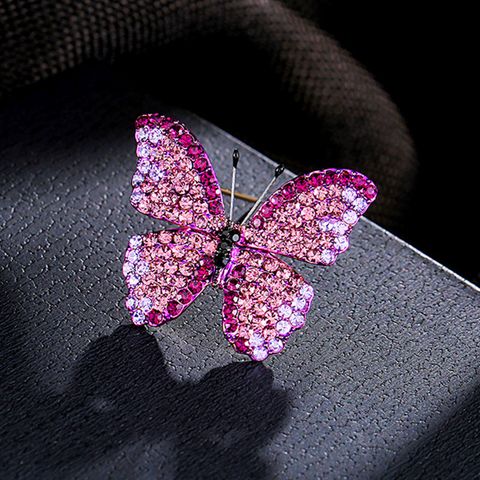 Simple Style Butterfly Alloy Plating Inlay Rhinestones Women's Brooches
