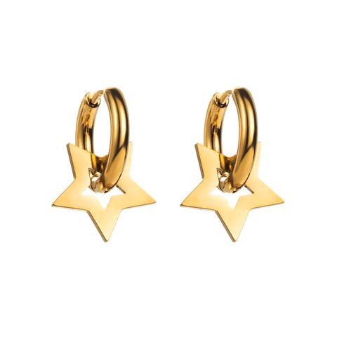 1 Pair Modern Style Simple Style Star Moon Stainless Steel Drop Earrings