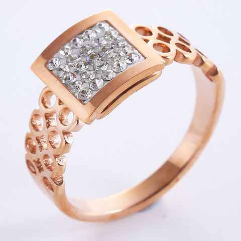 Elegant Romantic Infinity Stainless Steel Plating Inlay Rhinestones 18k Gold Plated Rose Gold Plated Rings