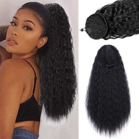 Women's African Style Street High Temperature Wire Ponytail Wigs