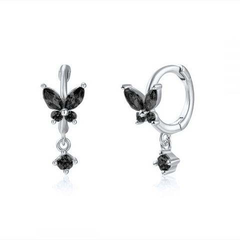 European And American S925 Silver Needle Inlaid Zircon Butterfly Ear Buckle